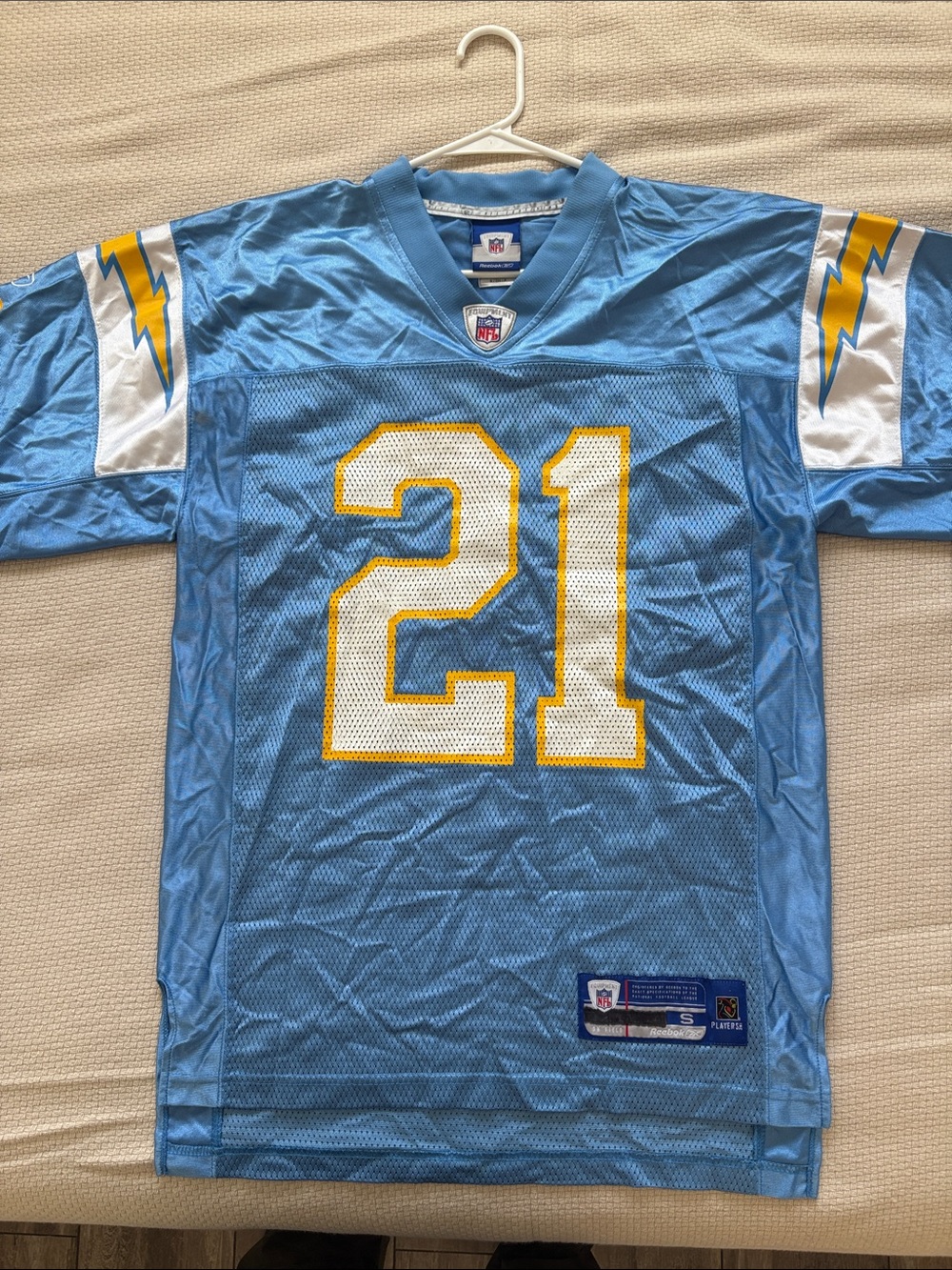 NFL Light Blue and White #21 Football Jersey with Yellow Accents